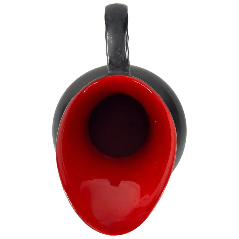 Crown Devon Creamer‎ Black And Red Ceramic Made In England Small Pitcher